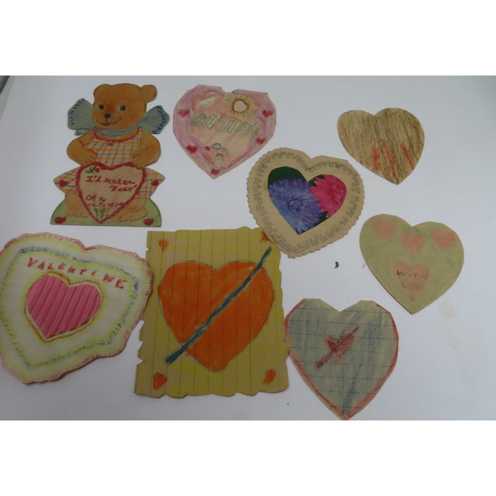 Vintage Lot of 8 1920s Valentine HAND MADE COLORED